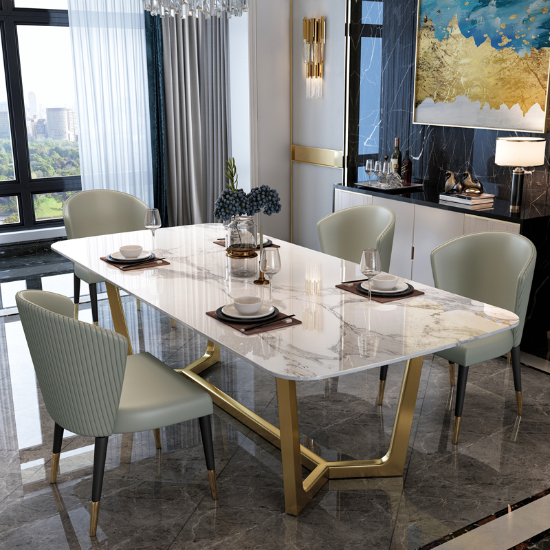 Dining Chairs Marble Table, Luxury Modern Dining Room Set