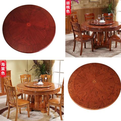 HQ BP01 Solid Oak Wood Quiet Smooth Rotating Tray Round Dining Wood Table with Lazy Susan and Beautiful Pattern 80-90CM Diameter ► Photo 1/6