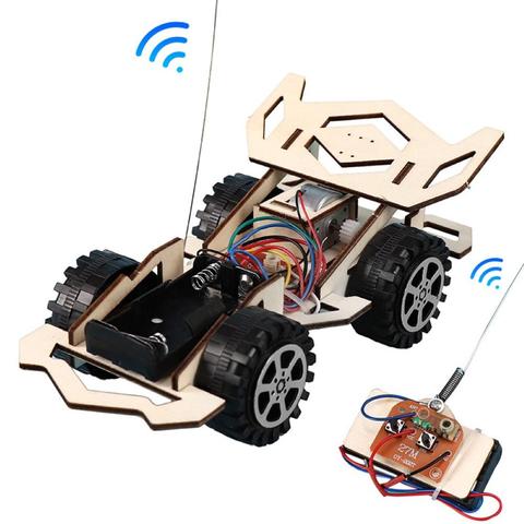 Kid Wooden DIY Assembly 4-CH Electric RC Racing Car Model Science Experiment Toy Interesting DIY Assembly RC Car Model gifts ► Photo 1/6