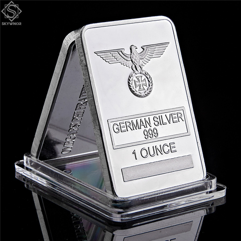 German Eagle Rare 1 Ounce Silver Bar 999 Silver Plated Cross Bar Clear Acrylic Capsule ► Photo 1/6