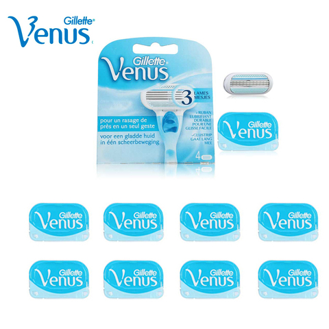 8 Pcs Gillette Venus Straight Razor Blades Replacement Comfort Glode Ultra Thin 3 Layer Blades Blue Fit Woman Body Curve ► Photo 1/6