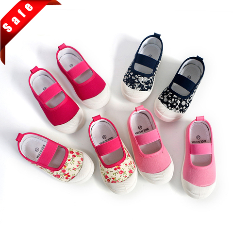 2022 New Spring Autumn Baby Girl Shoes Kids Canvas Shoes Children's Casual Sneakers Candy Color Flowers For Girls Floral Prints ► Photo 1/6