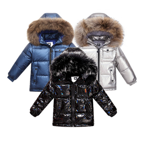 Fashion winter coat down jacket for boys clothes 2-8 y children's clothing thicken outerwear & coats with nature fur parka kids ► Photo 1/6