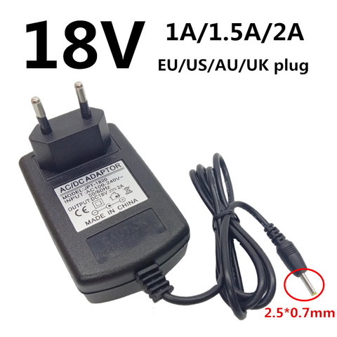 18V AC 220V To 18V DC Power Supply 18V 1A 1.5A 2A Power Adapter Supply 18V EU US EU UK Plug Adapter DC 18 V Volt DC 2.5mm*0.7mm ► Photo 1/6