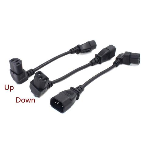 IEC 320 C14 Male to C13 Female PDU/UPS Extension Power Cable Connector Up/Down 90 degrees Right Angle ► Photo 1/6