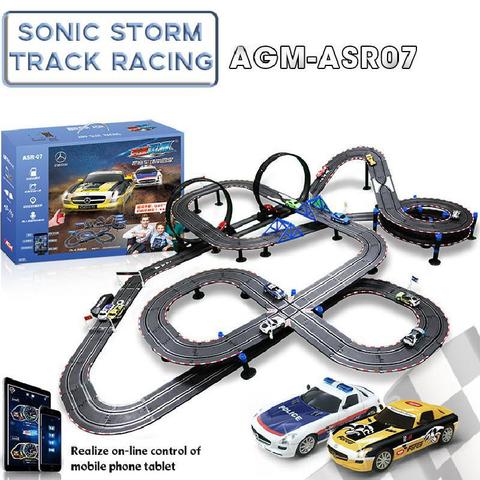 1:43 Electric Railway Circuit Car Toy Profissional Autorama Circuit Voiture Slot Car Bluetooth Control Double Racing Track Toys ► Photo 1/6
