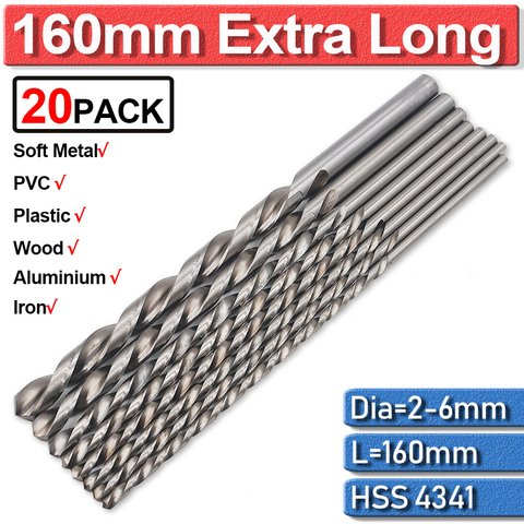 20Pc Twist Drill Bits Cobalt 2/3/4/5/6Mm Extra Long Drill Bit For Metal Drilling High Speed Steel Hss 160Mm Drill Bits Guide Set ► Photo 1/6