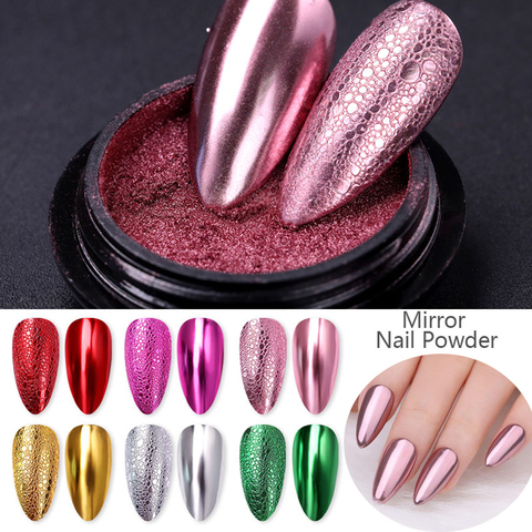 1 Box Mirror Nail Powder Sequins Pink Gold Silver Champagne Colorful Metal Effect Nail Glitter Dust Pigment Decoration ► Photo 1/6