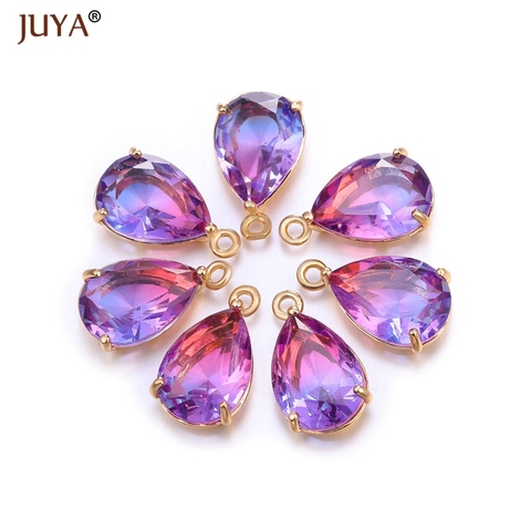 Juya Supplies For Jewelry Shining Zircon Crystal Charm Pendants for Diy Earrings Findings Necklace Charms Accessories Materials ► Photo 1/6