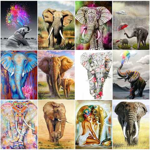 HUACAN 5d Diamond Painting Full Drill Animal New Arrival Diamond Embroidery Elephant Decorations For Home ► Photo 1/6