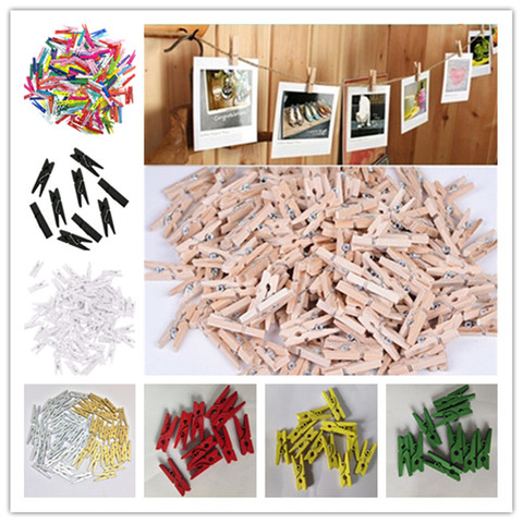 50-100Pcs/pack Hot Sale Mini Natural Wooden Clothes Photo Paper Peg Pin Clothespin Craft Clips School Office Stationery ► Photo 1/6