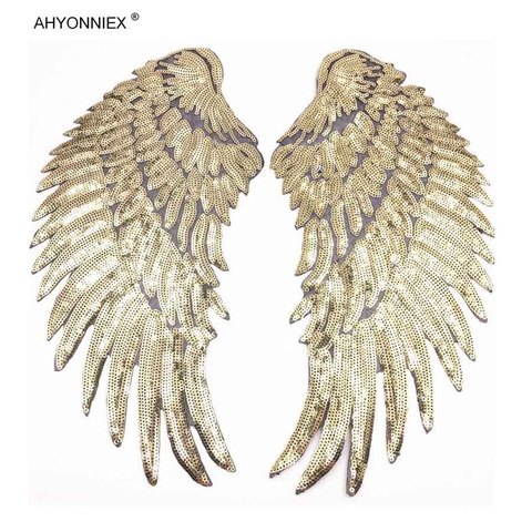 1 Pair Fashion Large Sequins Wing Patch for Clothing Applique Jeans DIY Accessories Cute Sew on Feather Patches 35cm x 16.5cm ► Photo 1/6