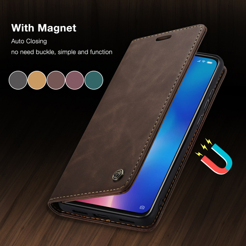 CaseMe Leather Case For Xiaomi Mi9 Mi9T 10T Lite 5G Magnetic Phone Wallet for Redmi Note 8 Luxury Flip Cover K20 10 CC9 Pro ► Photo 1/6