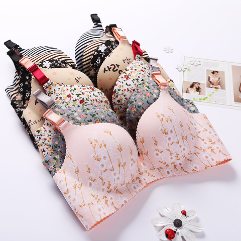 Women Flower Print Seamless Bra Sexy Lingerie Floral Push Up Bras One-Piece Underwear ► Photo 1/6