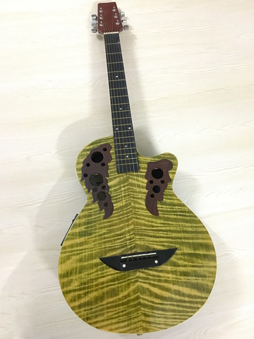 stock round back acoustic-electric guitar 38 inch basswood top 6 string cutaway design with EQ folk guitar with small flaws ► Photo 1/6