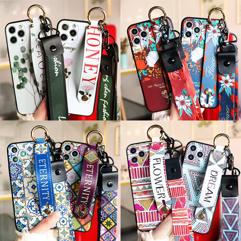 Wrist Strap Phone Case for iPhone 12 11 Pro XS Max X XR Soft TPU Cover For iPhone SE 2022 7 8 Plus 6 6S Luxury Neck Lanyard Case ► Photo 1/6