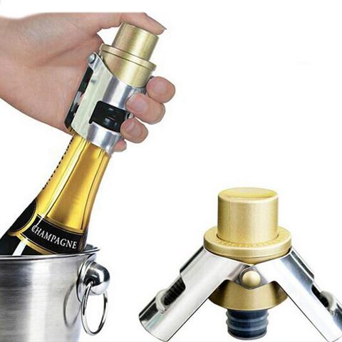 Stainless Steel Champagne Stopper Cork Sparkling Wine Bottle Plug Sealer Push-type Inflatable Champagne Plug Cap Bottle opener ► Photo 1/6