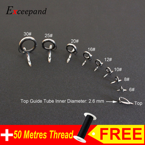Exceepand 9 pcs Set Stainless Steel Frame Fishing Rod Guide Boat Rod Line Eyelet for Fishing Rod Building or Repair ► Photo 1/6