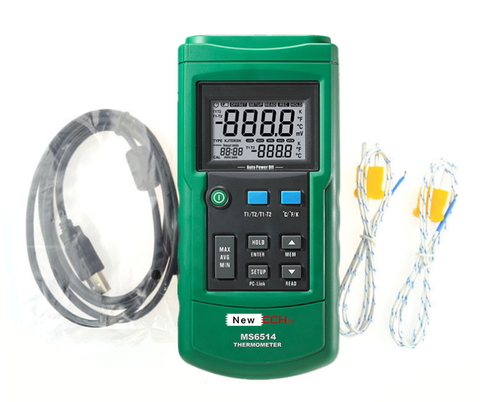 MS6514 Dual Channel Digital Thermometer Temperature Logger Tester USB Interface 1000 Sets Data KJTERSN Thermocouple ► Photo 1/1