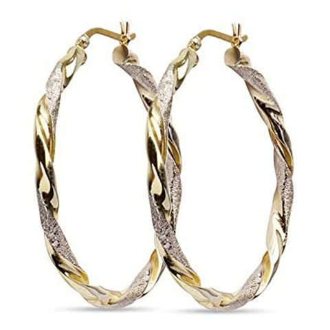 Huitan Simple Stylish Women Twist Hoop Earrings Gold Color Delicate Gifts Versatile Style Female Earring Trendy Jewelry Hot Sale ► Photo 1/6