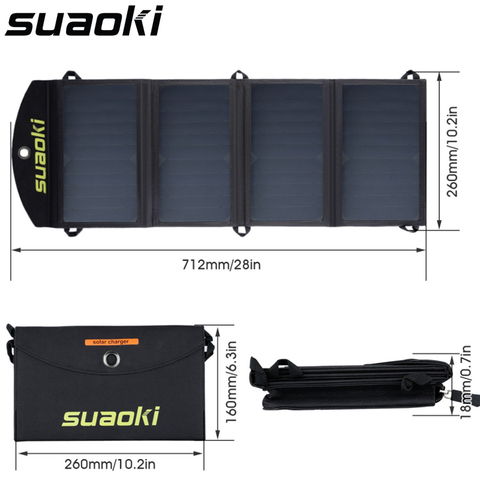 Suaoki Portable 25W Folding Foldable Waterproof Solar Panel Charger Mobile Power Bank for Phone Battery Dual USB Port Outdoor ► Photo 1/6