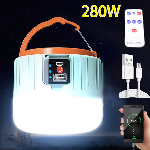 LED Camping Light USB Portable lighting Phone Charge Solar Camping Lantern Rechargeable Lamp Waterproof Outdoor Hiking Fishing ► Photo 1/6