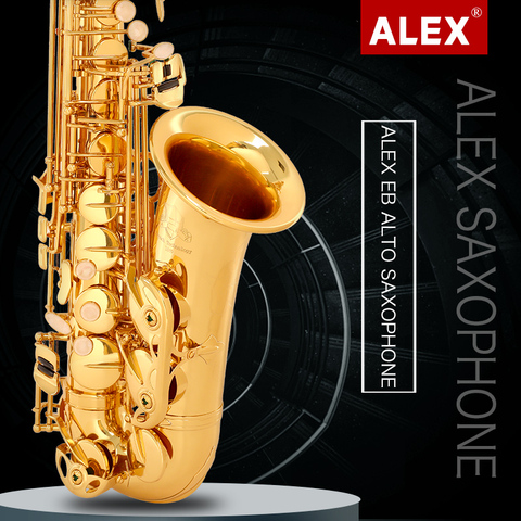 Alex saxophone Eb Gold Lacquer Alto sax Musical Professional Saxophone ► Photo 1/1