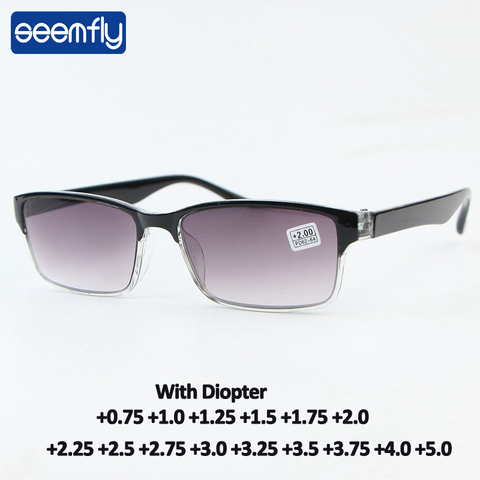 seemfly +7.5 1.25 1.5 2 2.5 3 4.5 +5.0 Progressive Gray Reading Glasses Male Black Retro Goggle Female Prebyopic Hyperopia Frame ► Photo 1/6