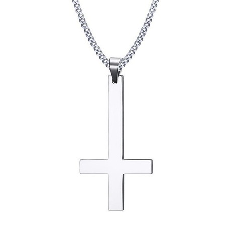 Male Black Plated St Peter's Inverted Cross Pendant Necklace for Men Stainless Steel Choker Crux de Sanctus Petrus Jewelry ► Photo 1/4