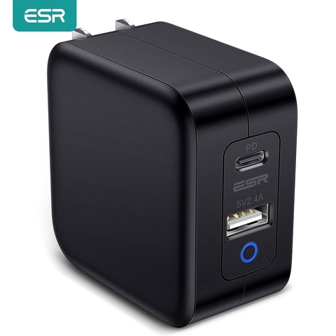 ESR 65W GaN Charger USB PD 3.0 Fast Charger Fast Charge Foldable Wall Charger for MacBook Dell for iPhone iPad US Plug Dual Port ► Photo 1/6