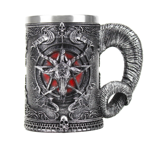 Baphomet Pentagram Horn Mug Gothic Wicca Pagan Mystical Tankard Coffee Beer Cup Mugs 600ml BEST Mystic Wicca Fan Gift ► Photo 1/6