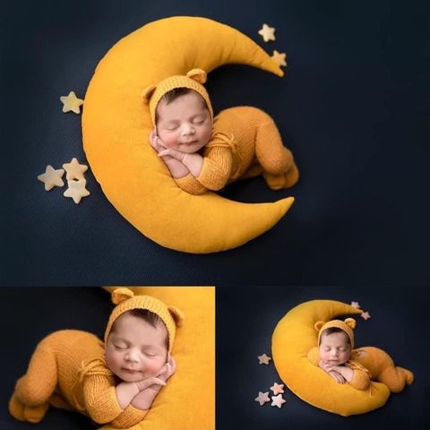 Baby Hat Posing Beans Moon Pillow Stars Set Newborn Photography Props Infants Photo Shooting Accessories ► Photo 1/6