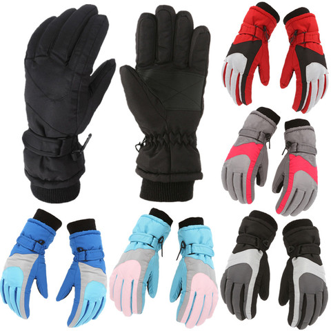 KLV Kids Winter Thicken Warm Ski Gloves Outdoor Children's Gloves Windproof Waterproof Full Finger Mittens For 6-11 Years Child ► Photo 1/6