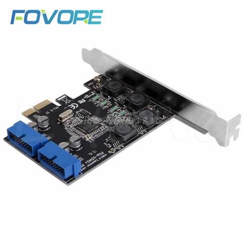 USB3.0 PCI-E PCI Express X1 Expansion Card Front 5Gb/s USB 3.0 HUB 19PIN Interface Controller Adapter 120X69X90mm for PC Desktop ► Photo 1/5