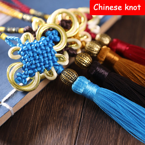 2Pcs Chinese Knots Beads Tassel Fringe Pendant DIY Craft Material Party Tassel Trim Curtains Decor Accessories Tassels Ribbon ► Photo 1/6