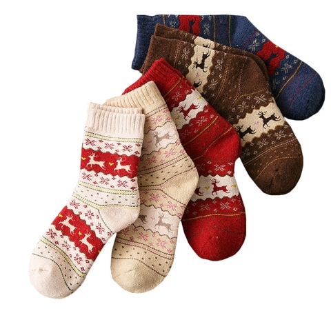 1Pair Warm Women Socks Striped 3D Socks Autumn Winter Style Christmas Winter Socks For Woman Female Happy Sock Calcetines Meias ► Photo 1/6
