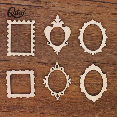 QITAI 36PCS/SET Unfinished Frame Carved Wooden Ornaments Embellishment For Scrapbooking Card Wall Tree DIY Crafts Decor WF081 ► Photo 1/6