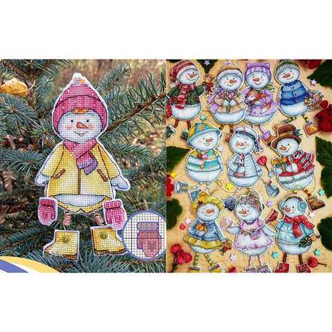 Snow man Refrigerator magnet top new  Cross stitch DMC set Creative Gift Handmade metal bookmark fairy tale princess series ► Photo 1/3