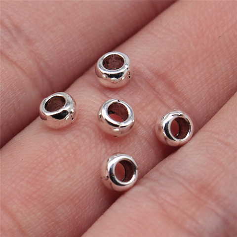 WYSIWYG 50pcs 5x5x3mm Round Spacer Beads Charm Antique Silver Color Spacer Beads Fit Jewelry Making Bracelet Findings Charm ► Photo 1/1