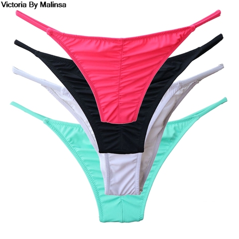 Woman Bikini Bottom Pink Low Waist Trunks for Girl Swimming Swimsuit Biquini Brazilian Bottoms Sexy swimwear Black Thong bottoms ► Photo 1/6