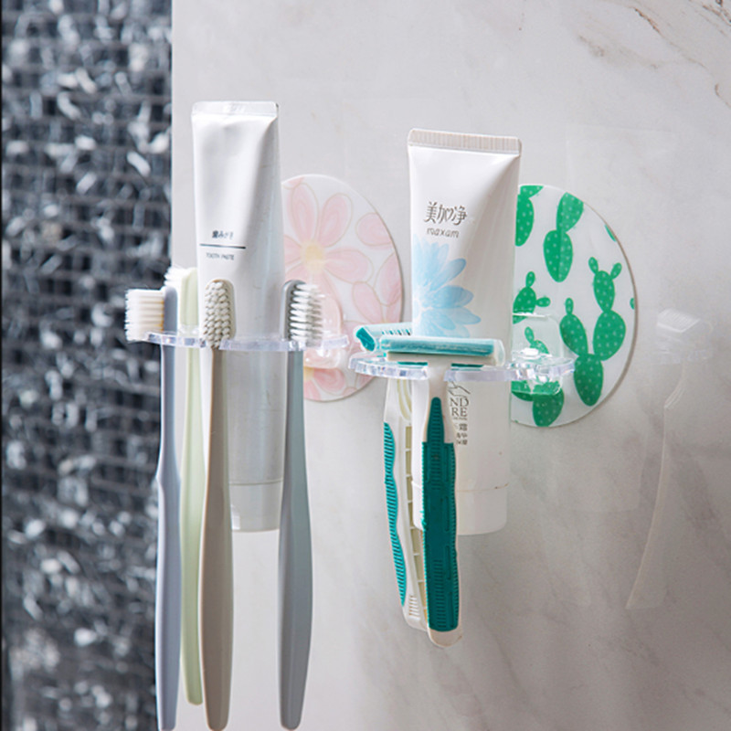 Plastic Toothbrush Holder Toothpaste Storage Rack Shaver Tooth Brush Dispenser 