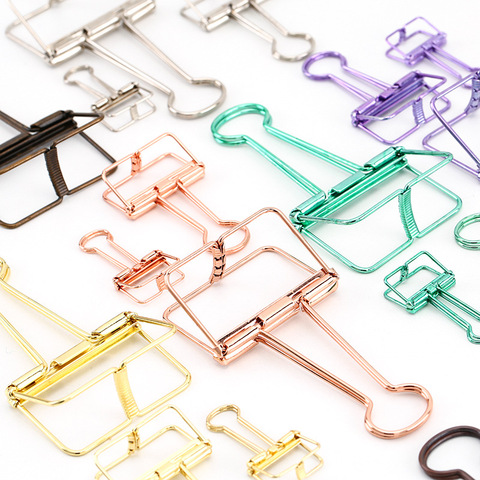 Journamm 8 Colors 3 Sizes Ins Colors Gold Sliver Rose Green Purple Binder Clips Large Medium Small Office Study Binder Clips ► Photo 1/5