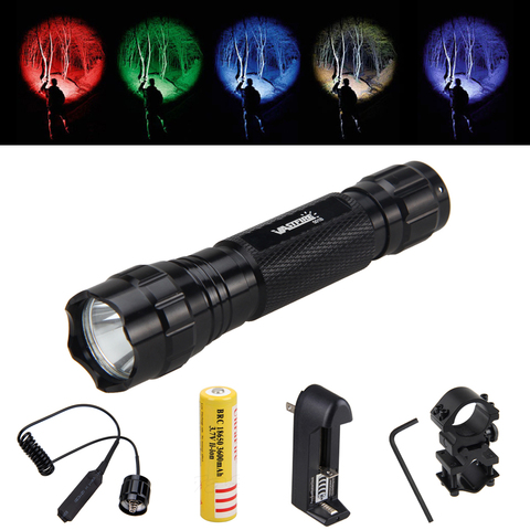 Hunting Light LED Tactical Flashlight Torch+Remote Pressure Switch +18650 Battery+Mount+Charger ► Photo 1/6