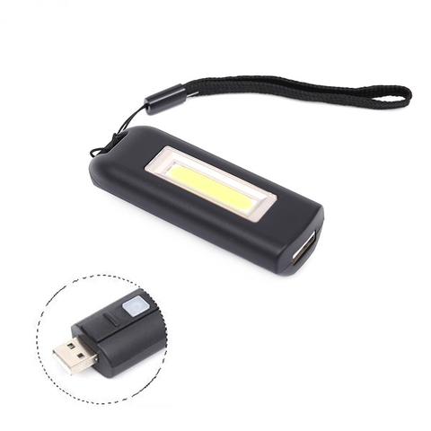 Mini COB LED Keychain Flashlight USB Charging Portable Emergency