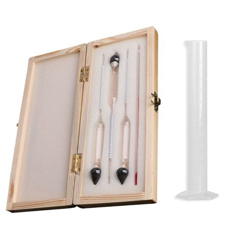 Hydrometer Hydrometer Tester Vintage measuring bottle wooden box Set Tools Alcoholmeter Alcohol Meter Wine Concentration Meter ► Photo 1/6