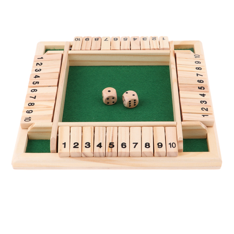 Deluxe Four Sided 10 Numbers Shut The Box Board Game Set Dice Party Club Drinking Games for Adults Families ► Photo 1/6