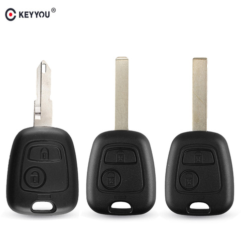 KEYYOU for Peugeot 106 107 206 207 306 307 406 407 Key Shell 2 Button NE73 / VA2 / HU83 Blade Replacement Remote Car Cover Case ► Photo 1/6