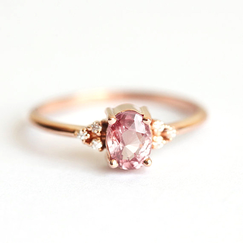 Huitan Romantic Pink AAA Cubic Zircon Stone Princess Rings With Rose Gold Color Engagement Accessories Tiny Delicate Rings ► Photo 1/6