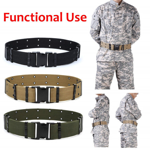 Men's Web Belt Waisttrainer Outdoor Sports Military Tactical Nylon Canvas Waistband Lumbar Waist Support Fitness Belt #T1P ► Photo 1/5