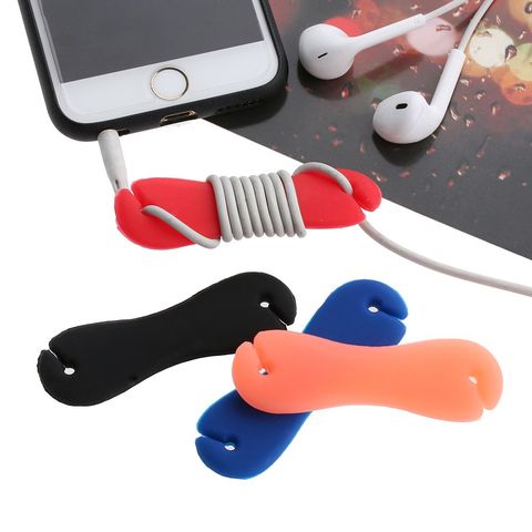 1 PCS Random Color Bone Shaped Headphone Earphone Organizer Wire Holder Cable Organizer Rubber Cable Winder Cable Holder New ► Photo 1/6